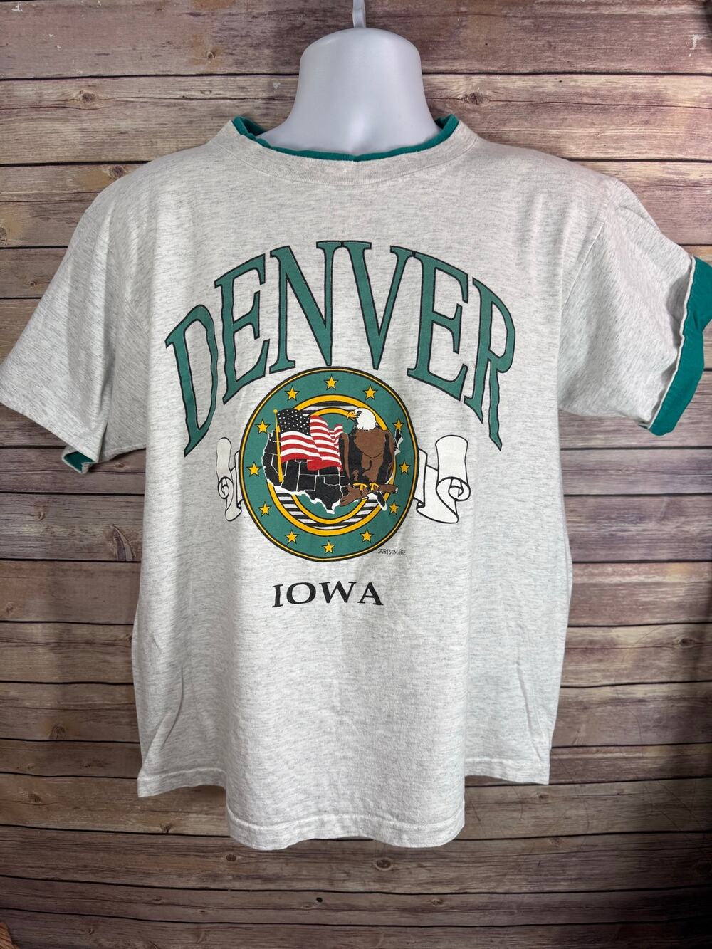 Vintage Sunbelt Denver Iowa T Shirt Mens Size Large Gray Made in USA